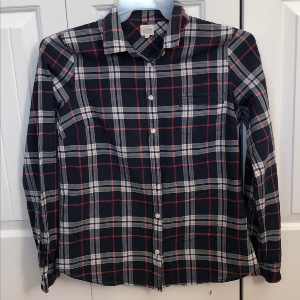 J. Crew Navy, Pink, and White Button Up